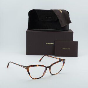 Tom Ford FT5825-B 053 Cat Eye Eyeglasses 55mm - Havana/Blue Light Block